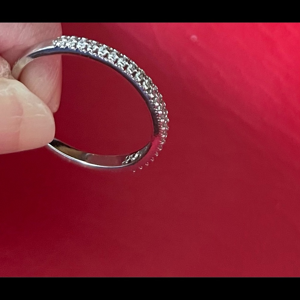 Sterling silver (.925) size 8 stack ring with tiny stones